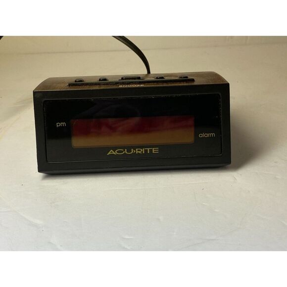 AcuRite 47567 LED Corded Digital Alarm Clock Wood Grain - Picture 2 of 11